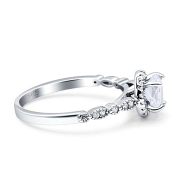 Halo Round Engagement Ring Cubic Zirconia 925 Sterling Silver Wholesale